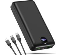 PDBEST Power Bank 50000mAh 22.5W Fast Charge Semi-Solid 3-in-1 Cable | 3 Outputs 2 Inputs Large Capacity Semi-Solid More Cycles Safer Portable Charger LED Display for iPad Android iPhone Black
