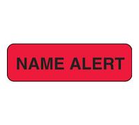 PDC Healthcare 59702039 Paper Label, Fluorescent Red Label with Black Text,"Permanent Name Alert", 1.25" Width x 0.375" Length (Roll of 1000)