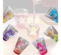 PDDBKTEI Care Bear Shot Glasses Swear, 6 Colored Shot Glass Set,Love Bear Colored Cocktail Mug 6 Piece Set,Swear Bears Tumbler Glass Cup for Cocktail Whiskey Travel Bar Party