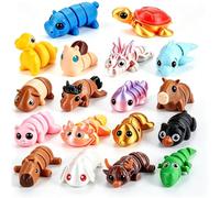 Pddenality 18 Pcs 3D Printed Mini Animals, Articulated Flexible Fidget Toys