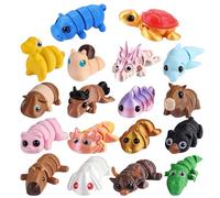 Pddenality 18 Pcs Mini 3D Printed Animals, Articulated Flexible 3D Printed Fidget Toy for Home Office Desk Decoration, Cute Movable Joint Mini Animals Toys for Kids