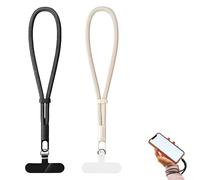 Pddenality 2 Pcs Adjustable Wrist Strap Lanyard for Mobile Phone, Black Synthetic Wrist Strap and Clamp Pad for Cellphone, Camera, Keys, Flashlight USB Flash Drives