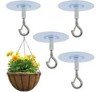 Pddenality 4 Pcs Ceiling Hooks Self Adhesive,Self Adhesive Hooks Ceiling Hooks for Hanging Plants,Outdoor Adhesive Hooks No Drilling Required, for Wall Plank Hanging Plants Decoration Hooks