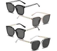 Pddenality 4 PCS Retro Square Ladies Sunglasses Mens Sunglasses Womens Sunglassess, Polarised Sunglass Womens für Urlaub Reisen Alle Jahreszeiten Klassischer Vintage-Stil