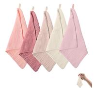 Pddenality 5 Pcs Large Muslin Cloths For Baby, Soft Baby Muslin Cloths, Squares Baby Wash Cloth for Newborn Burp Cloth For Baby Boy Girl Wiping Bathing Feeding Skin Care Daily Multipurpose