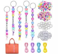 Pddenality 566 Pcs Bead Keyring Making Kit, Letter Beads for Keyring Makings, Keychain Making Kit, Crafting Complete Jewelry Supplies for Key Rings Suitable for Use by Aged 15 and Above