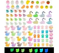 Pddenality 86 Pcs Mini Resin Animals Mixed Glow, Small Resin Animals, Small Plastic Animal Figures Glow in The Dark for Micro Fairy Landscape Miniature Dollhouse Accessories, Garden Decor