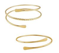 Pddenality Gold Arm Cuff Bracelet - Adjustable Open Armband for Women - 2 Pieces