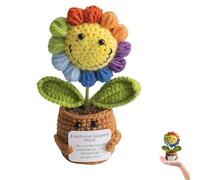 Pddenality Sunflower Emotional Support Gift, Crochet Flowers Funny Emotional Support Plant Gift, Crochet Plants Handmade Gifts with a Big Smile for Friends and Couples Table Decoration