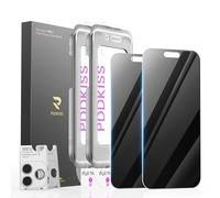 PDDKISS 2 Pack Privacy Screen Protector for iPhone 17 Pro Max Tempered Glass 6.9 Inch + 2 Pack Lens Protector Anti-Spy Anti-Glare HD Easy Installation