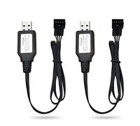 PDEEY SM-4P Charger for RC Car/Boat/Gel Ball Blaster 7.4V Li-ion Battery, USB Charging Cable 2-Pack