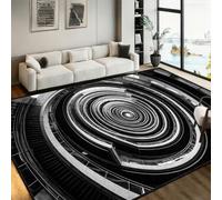 PDENZG 3D Rugs Optical Illusion, 160x230cm,Abstract Hypnotic Monochrome Tunnel Optical Illusion Rugs,Non-Slip Soft Black and Grey Staircase Spiral Large Vortex Rug, for Living Room Bedroom Office.