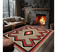 PDENZG Boho Moroccan Rugs，120x180cm,Large Indoor Geometric Neutral Red Carpet，Cabin Rugs for Living Room，Soft Machine Washable Foldable Farmhouse Carpet，for Bedroom Kitchen Indoor Aztec Rug
