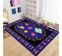 PDENZG Kids Learn Numbers Rug，100x150cm,Solar System Play Rug，Outer Space Playroom Rugs Non Slip ABC Alphabet Area Mat Carpet Educational Learning Area Rugs for Living Room Bedroom