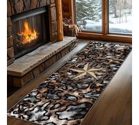 PDENZG Leopard Print Runner Rug, 50x150cm,Rustic Vintage Texas Star Rug,Faux Fur Animal Print Kitchen Rugs,Soft Non-Slip Western Cowhide Cheetah Rugs, for Living Room Entrance Hallway Carpet