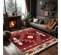 PDENZG Machine Washable Southwest Area Rug, 60x90cm,Rustic Aztec Series Western Rugs, Machine Washable Indoor Moroccan Boho Non-Slip Carpets,for Living Room Bedroom Office, Black, Red, Beige