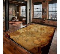 PDENZG Nautical World Map Rug,160x200cm,Retro Style Map Coastal Ocean Area Rug，Vintage Marine Adventure Sailboat and Wheel Compass Rugs, Nautical Theme Washable Rugs，for Living Room Bedroom Office
