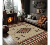PDENZG Rustic Cabin Area Rug，160x230cm,Southwest Country Carpet，Soft Non-Slip Machine Washable Western Area Rugs，Native American Indian Tribal Aztec Rug，for Living Room, Bedroom Office Study