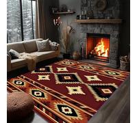 PDENZG Southwestern Tribal Bedroom Rugs,60x110cm, Aztec Non-Slip Soft Rustic Rug, Native American Indian Geometric Vintage Rug, Washable Rugs for Living Room， Bedroom, Dining Room Entrance