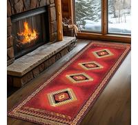 PDENZG Western Native American Rug, 60x240cm,Aztec Machine Washable Hallway Rugs, Soft Large Southwestern Area Rugs，Vintage Style Cabin Rug for Bedroom, Living Room, Dining Room Entrance