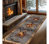 PDENZG Western Rugs for Kitchen,80x200cm,Rustic Cabin Texas Star Rug, Distressed Vintage Rusty Look Pentagram Rug,Non Slip Washable Country Farmhouse Southwestern Runner Rugs,for Hallway Entryway