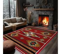 PDENZG Western Rugs for Living Room, 160x230cm,Native American Rug Machine Washable Area Rugs, Ultra Soft Vintage Red Moroccan Rug， for Dinning Room Bedroom Kitchen Indoor Western Home Decor Carpet