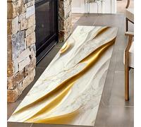 PDENZG White Marble Runner Carpet, 80x200cm,Gold Marble Rugs for Entryway, Machine Washable Kitchen Mat，With Non-Slip Backing Indoor Floor Rug for By The Sink, Laundry Room and Pet Farmhouse Patio