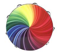 Pderlous 10 Inch Double Row Jingle Tambourine Handbell Clap Drum Bell Percussion Instrument for Adult Colorful Style