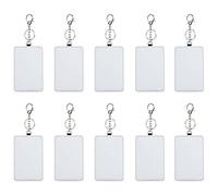 Pderlous 10Pcs Dye Sublimation Rectangle Portable Transportation Card Holder Work Card Holder Printable Card Holder Keychain
