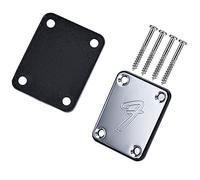 Pderlous 1Set 70S 4-Bolt Guitar Neck Plate Neckplate With Screws Iron Plastic Back Plate Handle Protector (Silver)