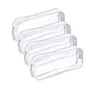 Pderlous 4 Pieces Clear PVC Zipper Pen Pencil Case, Big Capacity Pencil Bag Makeup Pouch with Zipper for School Office Stationery(White)