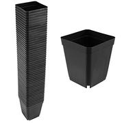 Pderlous 50pcs Mini Plastic Flower Pots for Plant Nursery 7cm x 7cm - Black