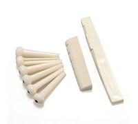 Pderlous 6 Bridge Pins + saddle + bridge saddle Bone/Bone Acoustic Guitar white