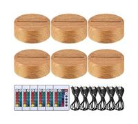 Pderlous 6 Pcs Christmas 3D Night LED Lamp Base Gift 16 Colors LED Light Display Base with Remote Control USB Cable Lamp Base