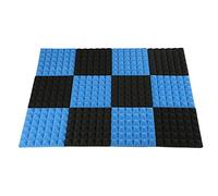 Pderlous Charcoal Acoustic Foam Tiles Soundproofing Foam Panels Studio Sound Padding 2 x 10 x 10 Inch(Black+Blue)