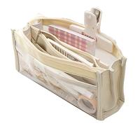 Pderlous Large Capacity 6-Layer Pencil Bag Stationery Pouch Transparent Pencil Case Stationery Bag Japanese Simple Large Value, Milky White