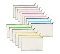 Pderlous Pack of 15 Blank Cotton Canvas DIY Craft Zipper Pouch Pouch Pouch for Makeup Cosmetics Toiletries Stationary Storage, beige