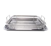 Pderlous Stainless Steel Crisper Tray and Pan Deluxe Air Fry in Your Oven 2-Piece Set, Baking Pan Perfect for the Grill