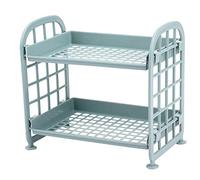 Pderlous Storage Shelves,Plastic Small Storage Shelves - 2 Tier Shelf Shelving,Kitchen Shelf Bathroom Organizer(Nordic blue)