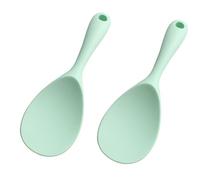 PDETVEO 2PCS 8.8 Inch Silicone Rice Paddle Spoon, Light Green Non Stick Rice Spatula, Heat Resistant Rice Cooker Spoon for Rice, Salads, Mashed Potato