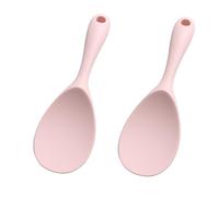 PDETVEO 2PCS 8.8 Inch Silicone Rice Paddle Spoon, Pink Non Stick Rice Spatula, Heat Resistant Rice Cooker Spoon for Rice, Salads, Mashed Potato