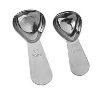 PDETVEO 2PCS Coffee Scoop Set Stainless Steel Measuring Spoon (15ml & 30ml) Short Handle for Ground Coffee Tea Sugar Protein Powder Canister (Silver)