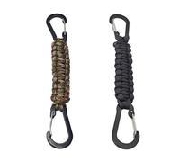 PDETVEO 2PCS Paracord Keychain with D-Ring Clips, Lanyard Hook for Keys, Water Bottles and Outdoor Gear Organization(Black+Camo)