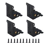 PDETVEO 4-Pack 0-90° Folding Support Brackets with Smooth Self-Locking Mechanism, Adjustable Foldable Hinges for Table Legs and Workbench, Premium Hardware Kit with Mounting Screws (Black)