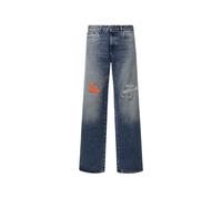 PDF distressed graphic-print straight-leg jeans - Blue 30-31-32-33-34-36