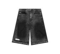 PDF pleated-panel denim shorts - Black 32