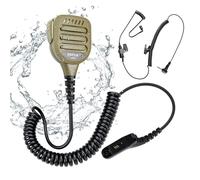 Pdflie IP65 Waterproof Shoulder Mic Walkie Talkie Radio Speaker Microphone with 3.5mm Audio Jack Reinforced Cable for Motorola APX 4000 6000 7000 8000 XPR 6550 7350 7550 7550e (Color Coffee)