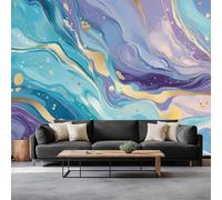pdghsdkgjh 3D Effect Photo Wallpaper, Liquid Lines, Abstract Marble, Panoramic Wallpaper, Blue Motif Wallpaper for Living Room, Bedroom, Children's Room, TV Background Decoration, 250cm x 175cm