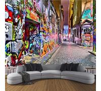 pdghsdkgjh 3D Effect Street Graffiti Wall Mural Wallpaper Main Decorations for Living Room Bedroom,350cmx256cm