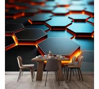 pdghsdkgjh Black Geometric Hexagon Non-Woven Wallpaper 3D Effect Wall Mural Decoration, for Living Room Bedroom TV Background Wall Decor Wallpaper, 150cm x 105cm